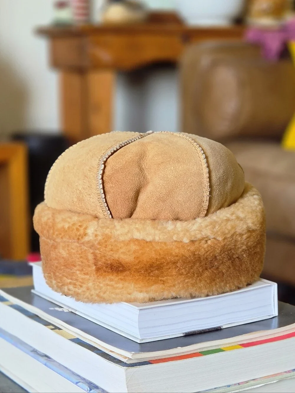 Suede Shearling Mongolian Style Winter Hat - Tan